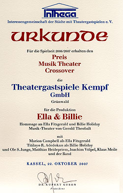 Musik Theater Preis fr ELLA & BILLIE